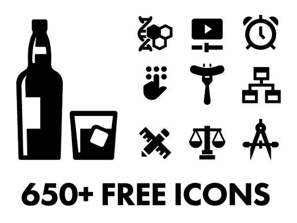 Preview of 650 Free Vector Icons